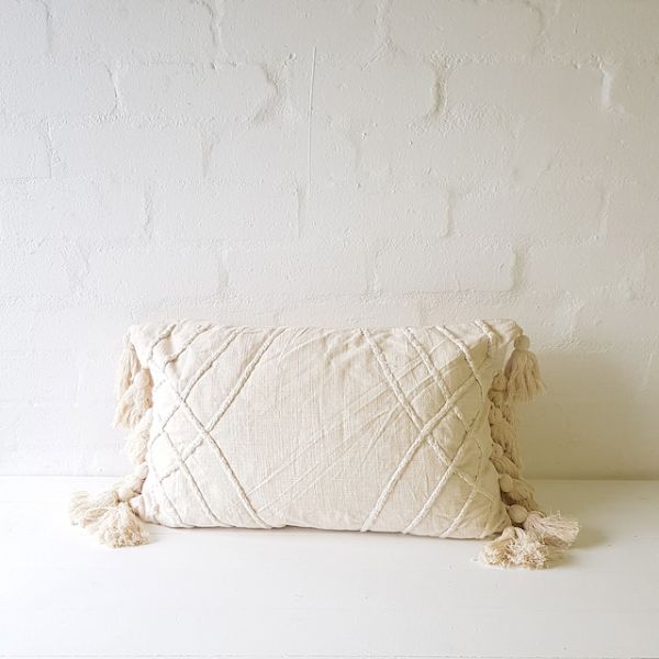 Boho Tassel Scatter Pillow - Ivory	